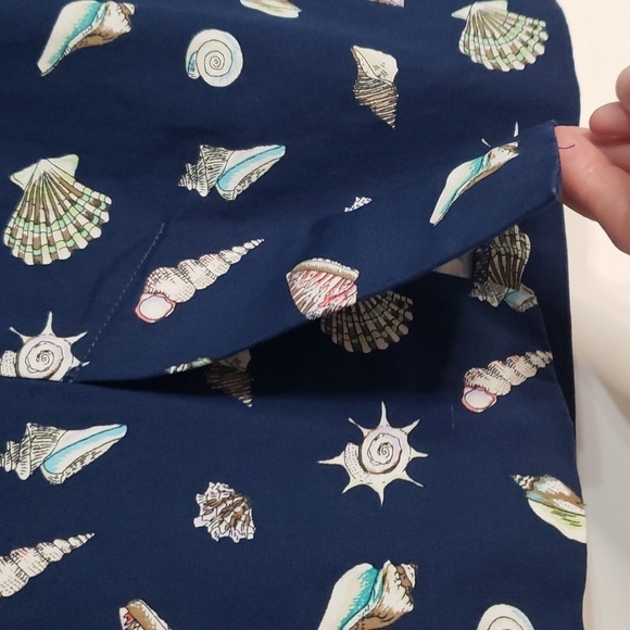 TALBOTS Petites Navy Blue Skirt Women's 4P Seashells Pockets Coastal Preppy - Picture 3 of 11